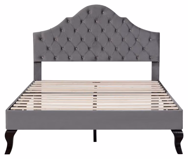 Letto, rivestimento in velluto, testiera regolabile, GRIGIO SCURO, 90×200 cm