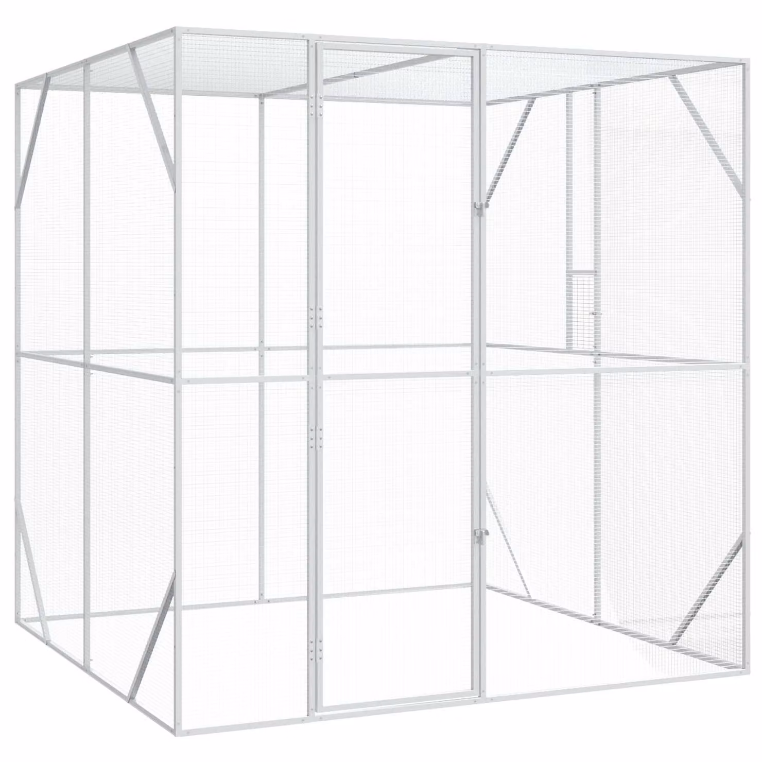 Gabbia per uccelli vidaXL in metallo Argento H: 214 cm, L: 209 cm, P: 202 cm