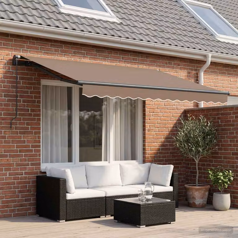 Tenda retrattile vidaXL beige in poliestere e alluminio, L: 450 cm, P: 350 cm