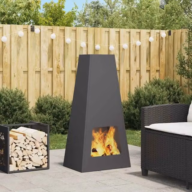 Chiminea vidaXL in acciaio nero per legna L: 50 cm, P: 35 cm, H: 100 cm – 1