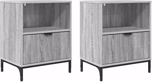 Set di 2 Comodini | Armadio da Notte | Mobiletto da notte Grigio sonoma 49 x 36 x 61 cm