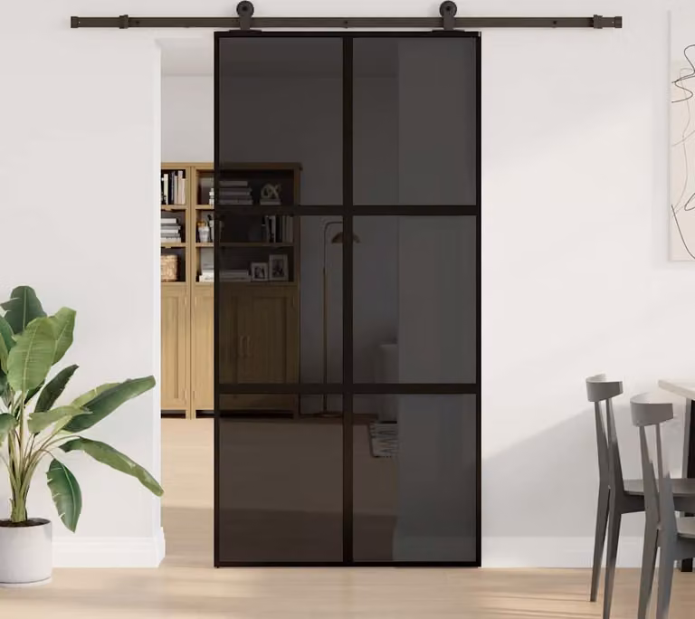 Porta Scorrevole con Ferramenta Vetro Temperato Alluminio