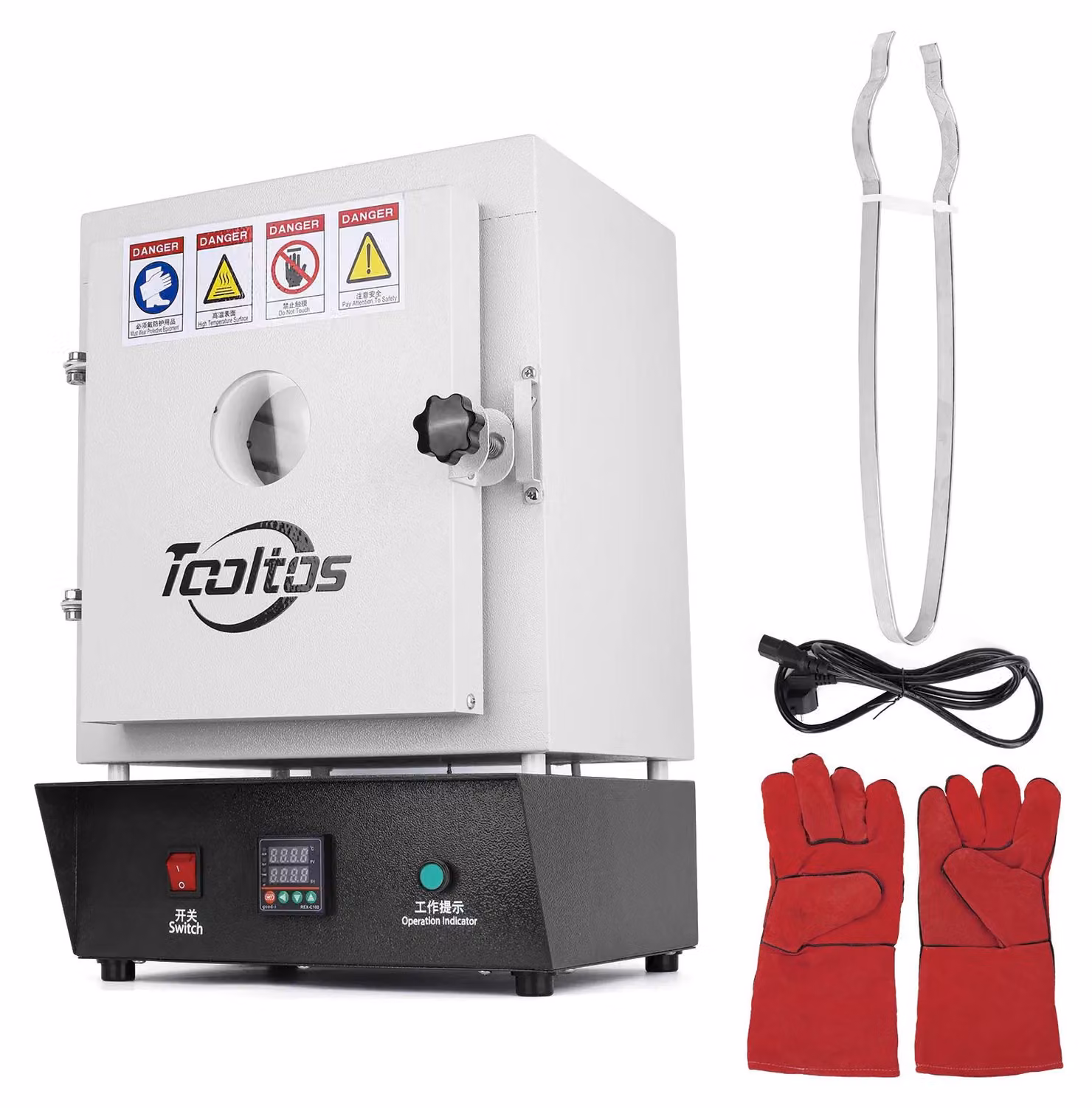 Forno di fusione per gioielli - Forno di colata e di combustione - 220 V - 1750 W - Max. 1150 °C - Resistenza elettrica - Oblò di vetro - Camera di combustione 15 × 15 × 20 cm