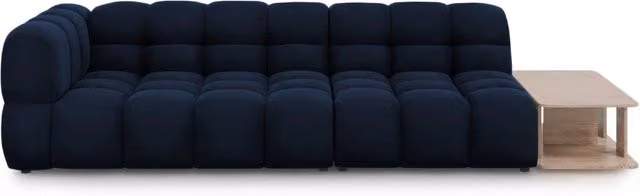 Divano modulare destro Sky di Cosmopolitan Design, 4 posti in velluto blu, L: 297 cm, P: 102 cm, H: 75 cm
