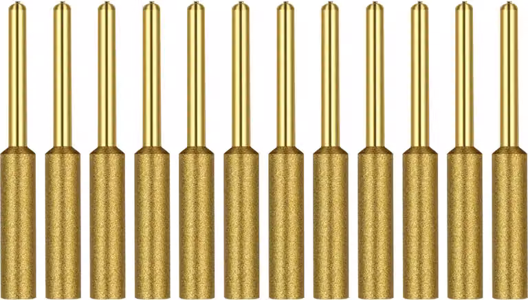 Affilacatene diamantato per motosega, rivestito in titanio, lima in pietra per bava, mole diamantate per motosega, pietra, gioielli, legno, 12 pezzi, 7/32 pollici