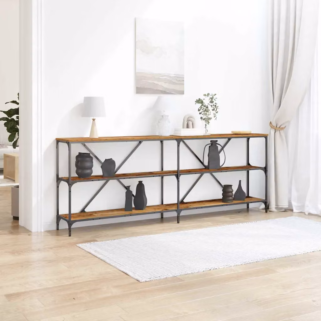 vidaXL Tavolo consolle moderno in legno marrone L: 200 cm, P: 30 cm, H: 75 cm