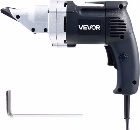 Cesoia elettrica per metallo VEVOR argento e nera con testa girevole e velocità variabile per acciaio zincato e inox