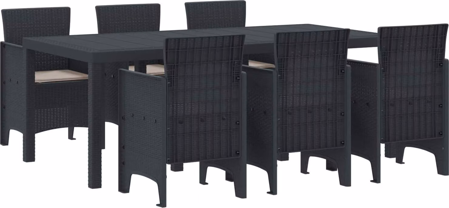 Maison Exclusive - Set da pranzo per esterno, 7 pezzi, polipropilene grigio antracite