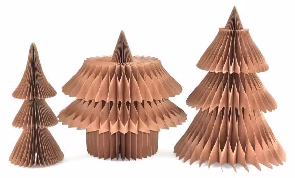 Albero di Natale in carta alveolare, naturale, color marrone, altezza 150 cm