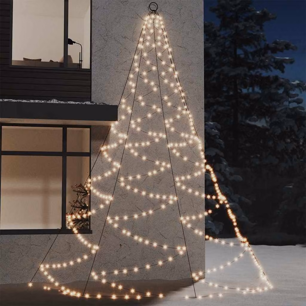 vidaXL Albero da Parete Natalizio con 720 LED Bianco Caldo, Lunghezza: 5 m