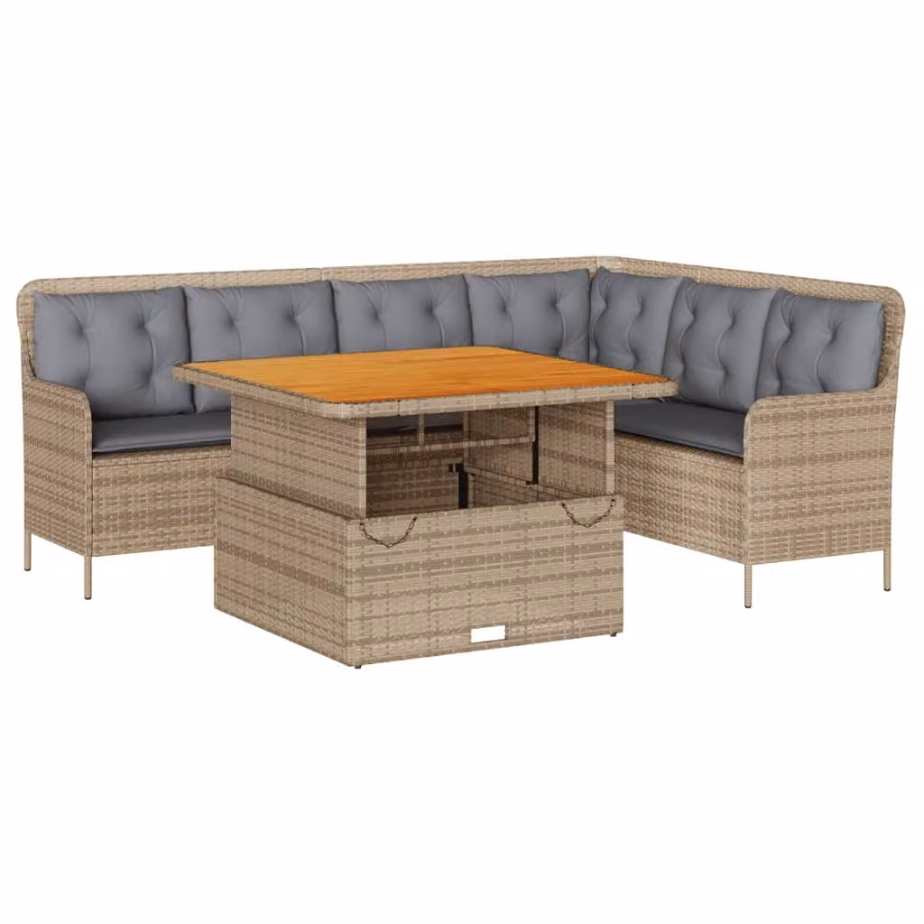 Set Divani da Giardino 2 pz con Cuscini Beige in Polyrattan