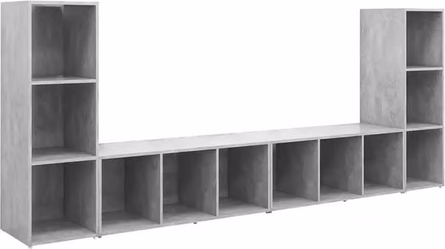 Set di 4 porta TV moderni con spazio di archiviazione orizzontale 107 x 35 x 37 cm in legno ingegnerizzato grigio cemento 02_0055132