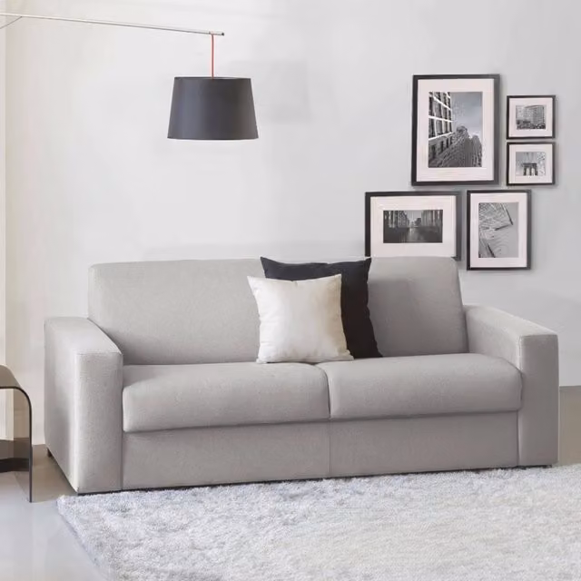 Divano Letto Estia Talamo Italia, Divano 3 Posti con Apertura Girevole e Funzione Letto, Rivestimento in Tessuto Grigio, L: 220 cm, H: 90 cm, P: 95 cm – 1
