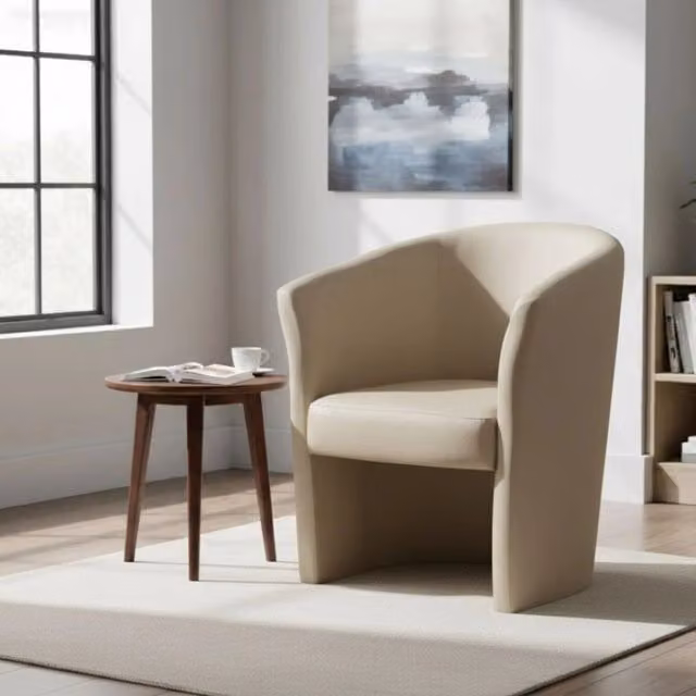 Poltrona Ago DMORA beige con braccioli in tessuto e similpelle L: 63 cm, H: 76 cm