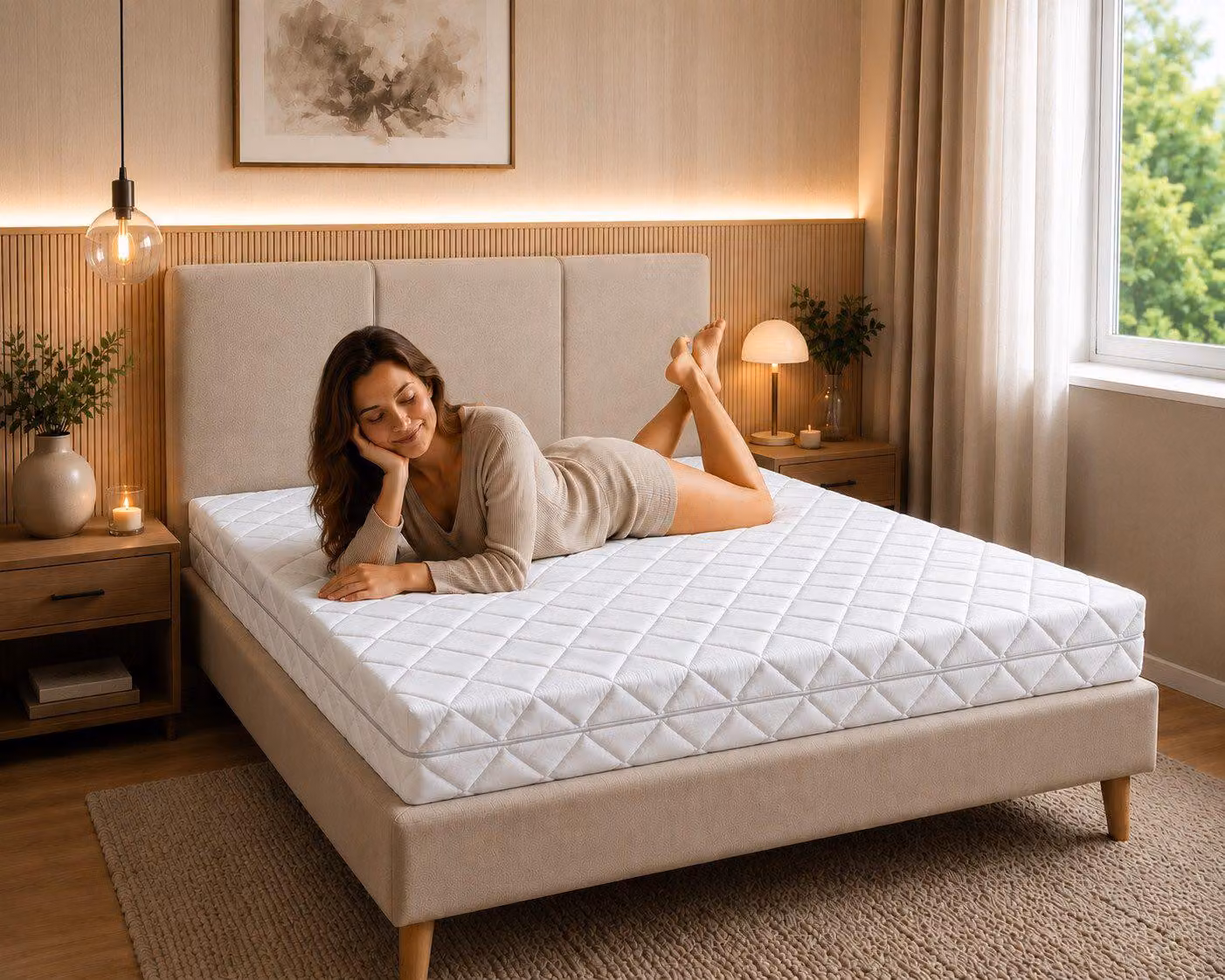 Materasso a molle insacchettate a 7 zone, dimensioni 100x200 cm, livello di comfort H3, altezza 20 cm, con elevata capacità di adattamento, traspirante, in schiuma fredda, rivestimento lavabile fino a 60 °C, colore bianco, adatto a un peso massimo di 100