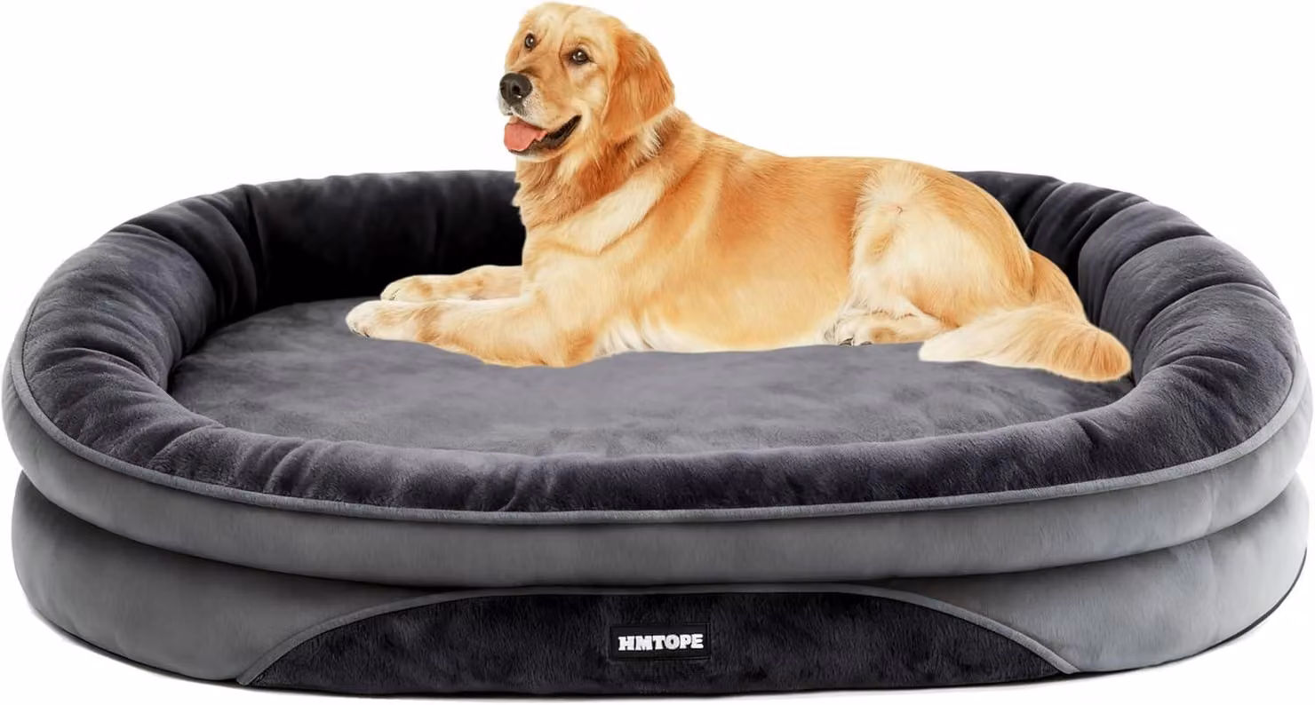 Cuccia per cani di grossa taglia - 106 x 79 cm - 10 cm di spessore - con bordo rialzato - lavabile con coperta rimovibile