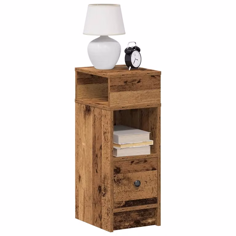 Comodino con Cassetto vidaXL in Legno Antico Marrone L/P/H: 25 x 31 x 66 cm