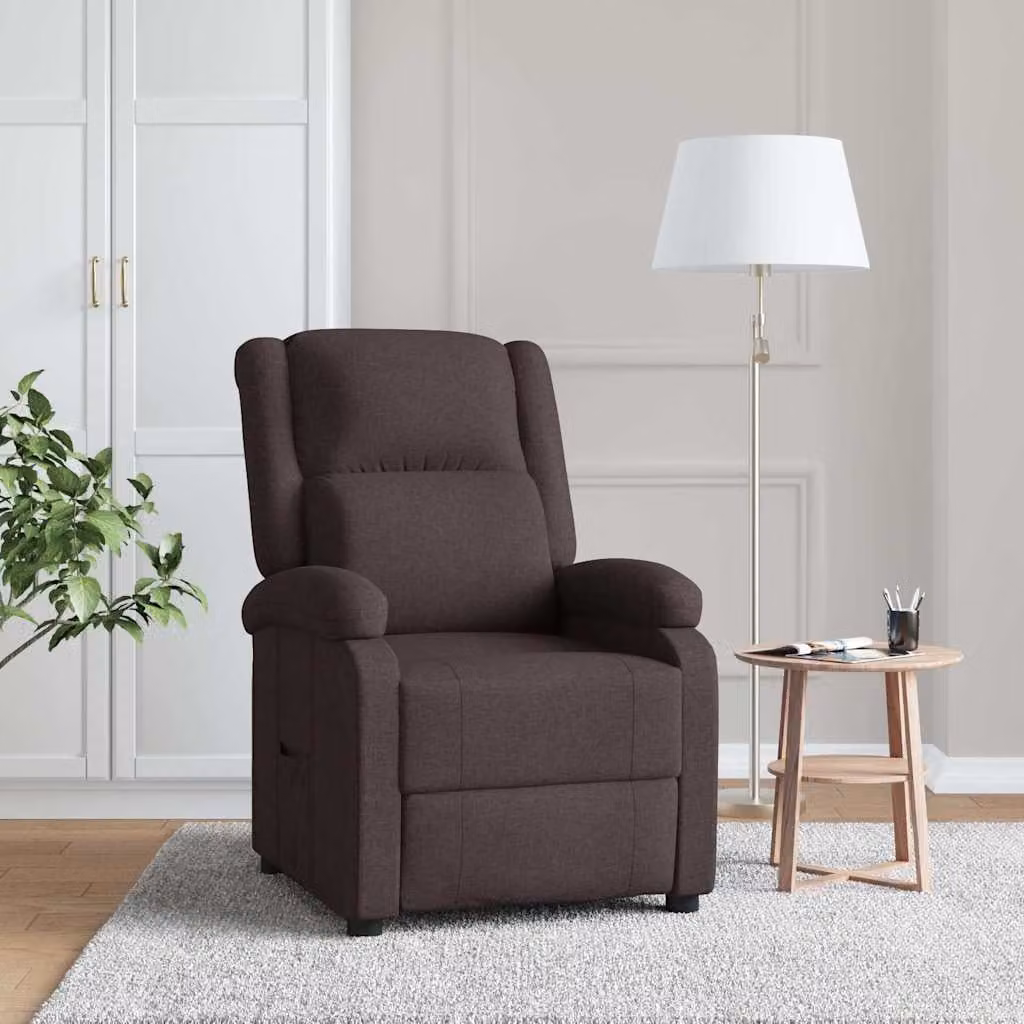 vidaXL Poltrona Reclinabile Relax in Tessuto Marrone con Braccioli e Regolazione Manuale