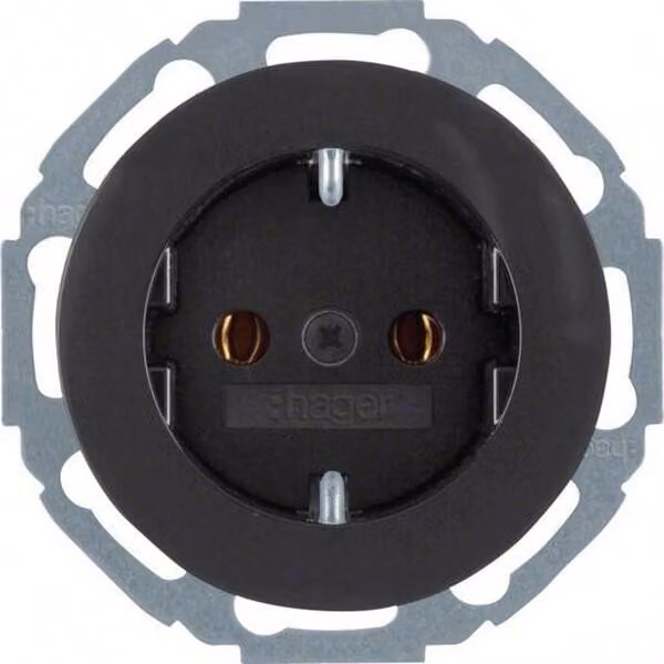 Presa Hager SCHUKO serie R WLS1100BG Classic, nero lucido