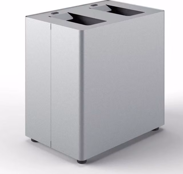 Pattumiera a 2 Scomparti Totale 48 L 48,5x33x49 cm con Contenitori Interni in Acciaio Verniciato Grigio