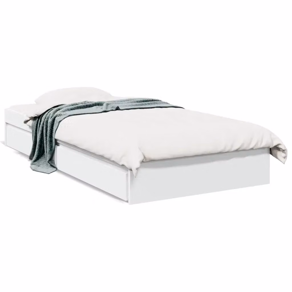 vidaXL Giroletto con Cassetti Bianco in Legno Multistrato L/P/H: 90 x 190 x 93 cm – 2