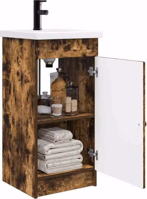 Mobile da bagno con Lavabo | Armadio Lavabo Rovere Fumo 42 x 40 x 84,5 cm