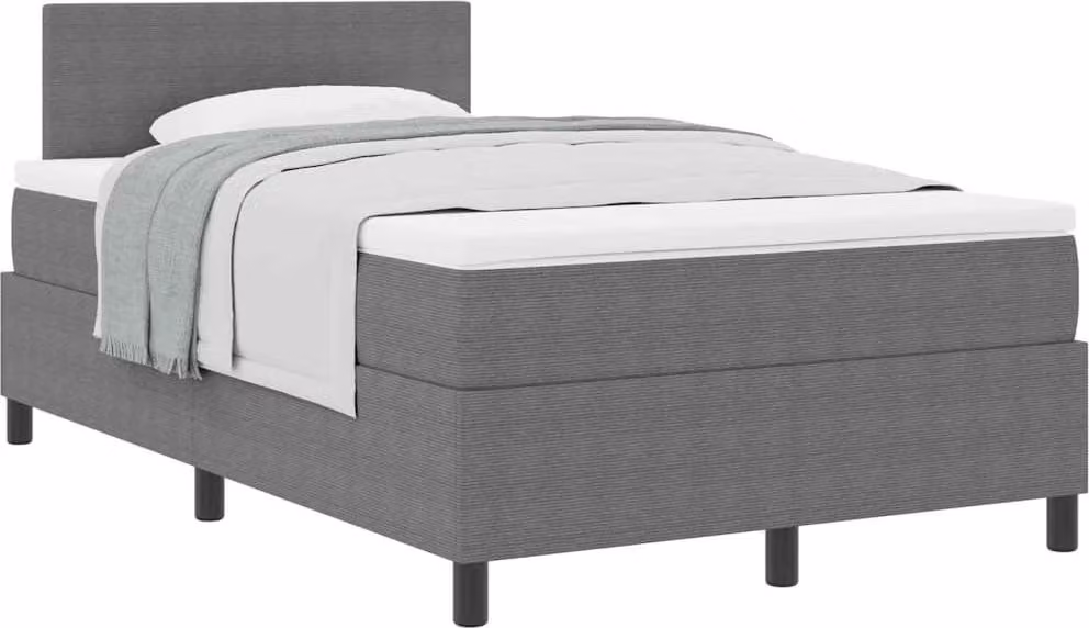 Letto a molle con testiera Grigio chiaro e bianco 120 x 190 cm