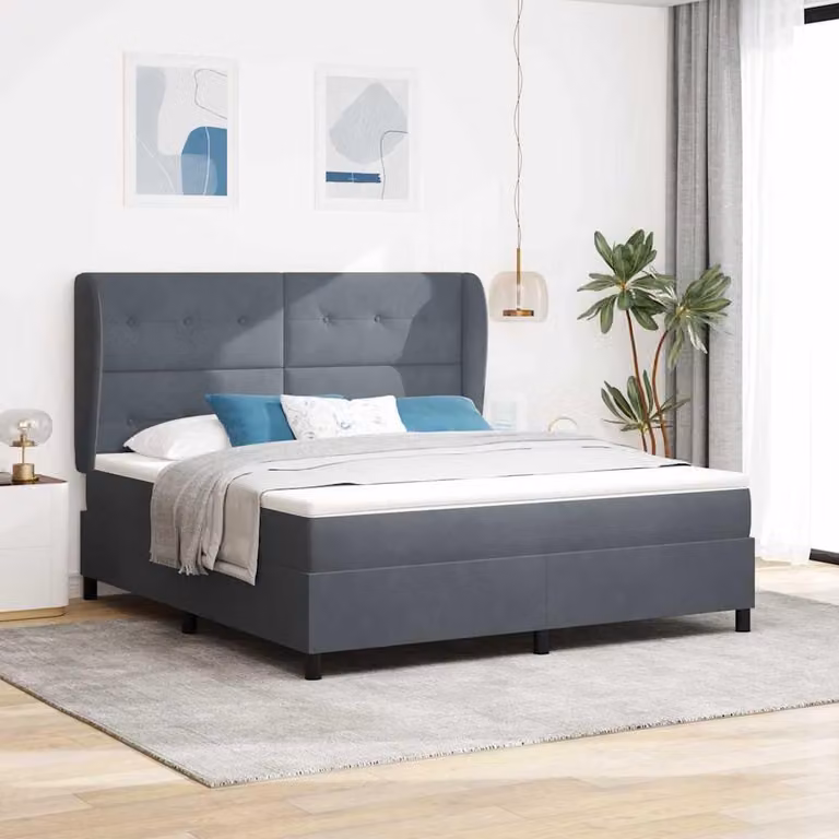 Maison Exclusive - Letto boxspring con cuscini, grigio scuro, 200 x 180 cm, velluto