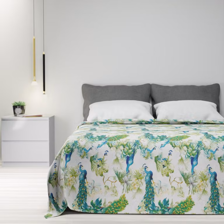 Copertura per piumino in cotone con motivo tropicale