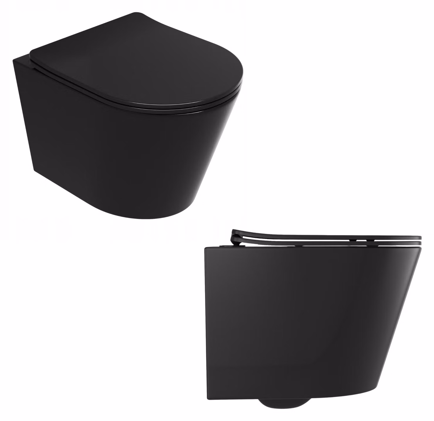 Granitan - Set WC - WC sospeso - Nero - senza bordo di scarico - Bagno - NEO