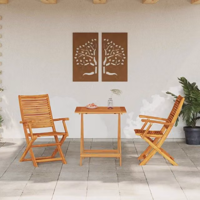 Set Bistro Pieghevole 3 pz Marrone Legno di Acacia Massello 3375697