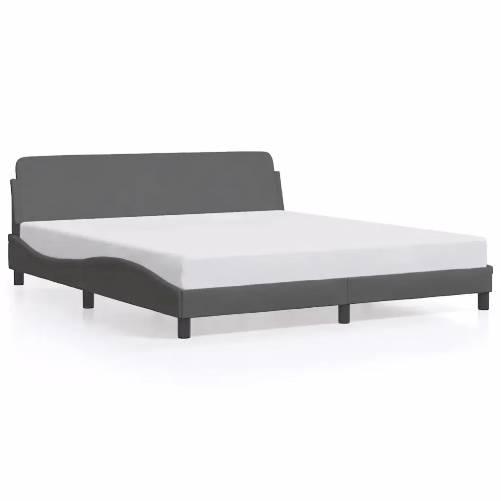 Letto con giroletto Dover vidaXL in tessuto grigio, L 160 x P 200 cm – 2