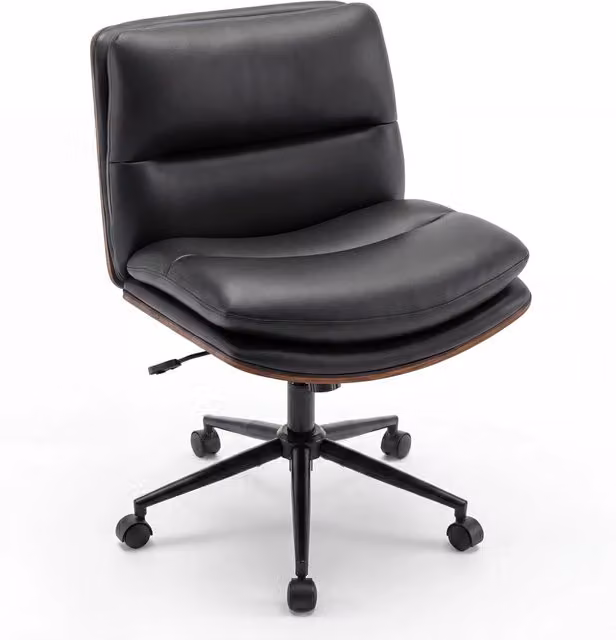 Sedia Ufficio Girevole con Ruote, Sedile Curvo, Schienale Reclinabile, Poltrona Scrivania con Altezza Regolabile, per Lavoro, Studio, Relax, Portata 110 kg (Nero)