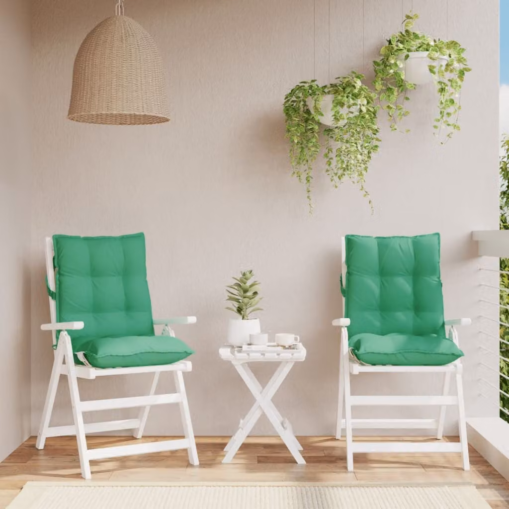 Set di 2 cuscini per sedia con schienale basso vidaXL in tessuto Oxford verde, idrorepellenti e traspiranti