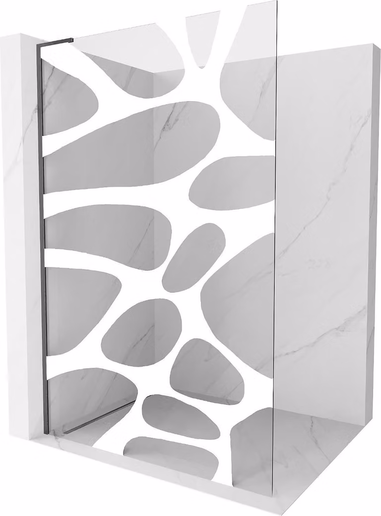 Mexen Kioto L parete doccia Walk-in 90 x 200 cm, onda bianca, gun gray spazzolato - 800-090-103-66-97