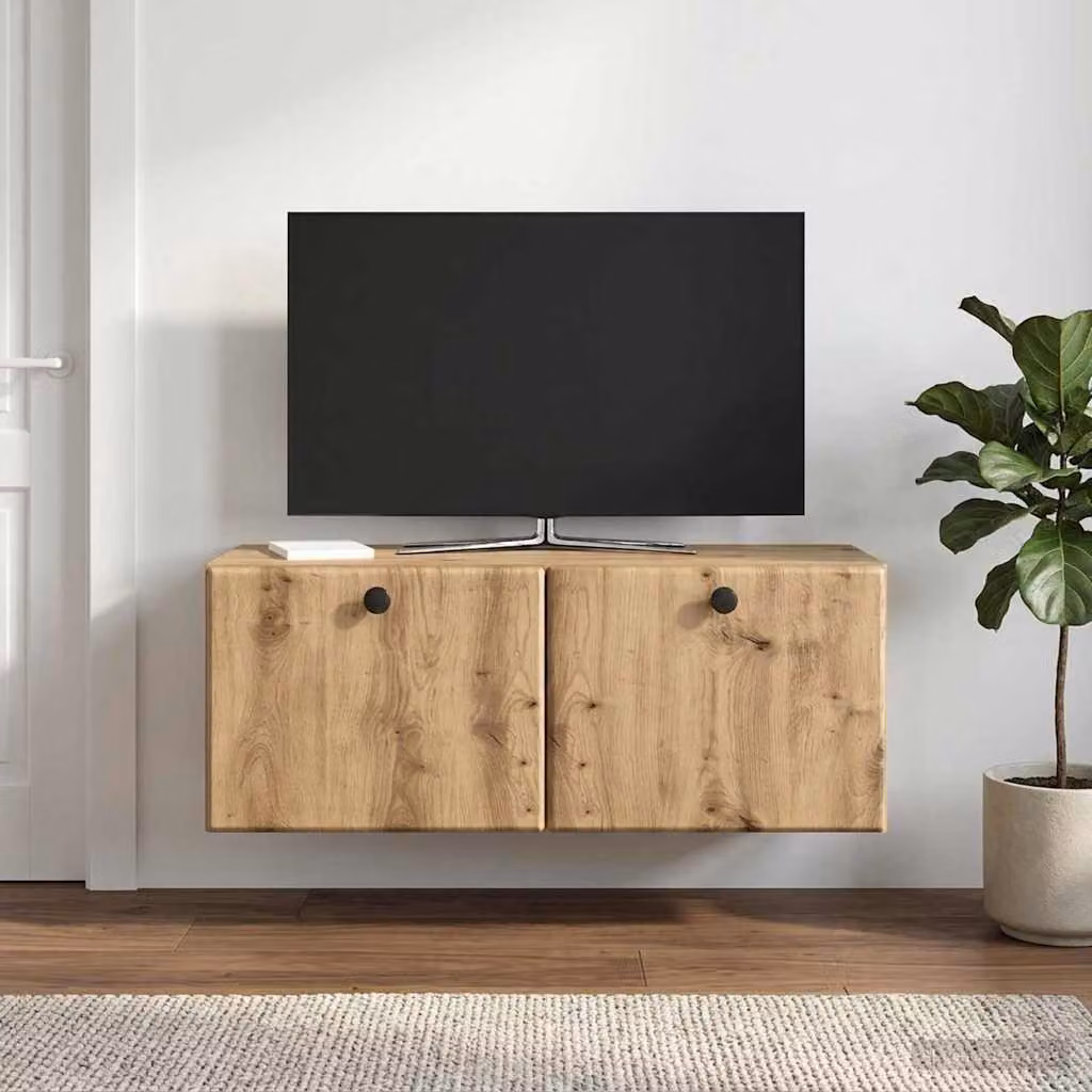 Mobile Porta TV da Muro vidaXL in Rovere Artigianale, Marrone, L: 78,5 cm, P: 31 cm, H: 30 cm