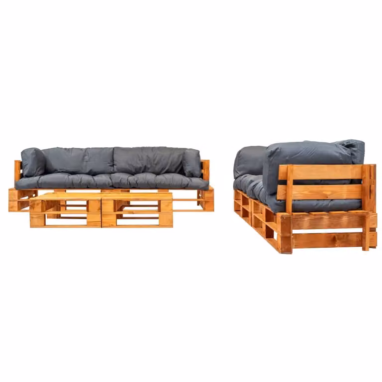 vidaXL Set di divani da giardino in pallet da 6 pezzi con cuscini in legno grigio