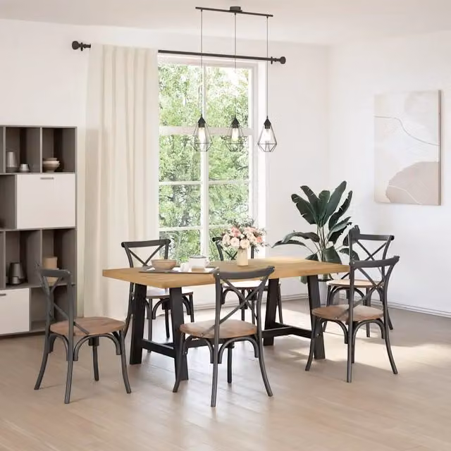 Tavolo Pranzo | Tavolo da cucina NOAIN Gambe a Forma A 180x90x75 cm Legno Massello