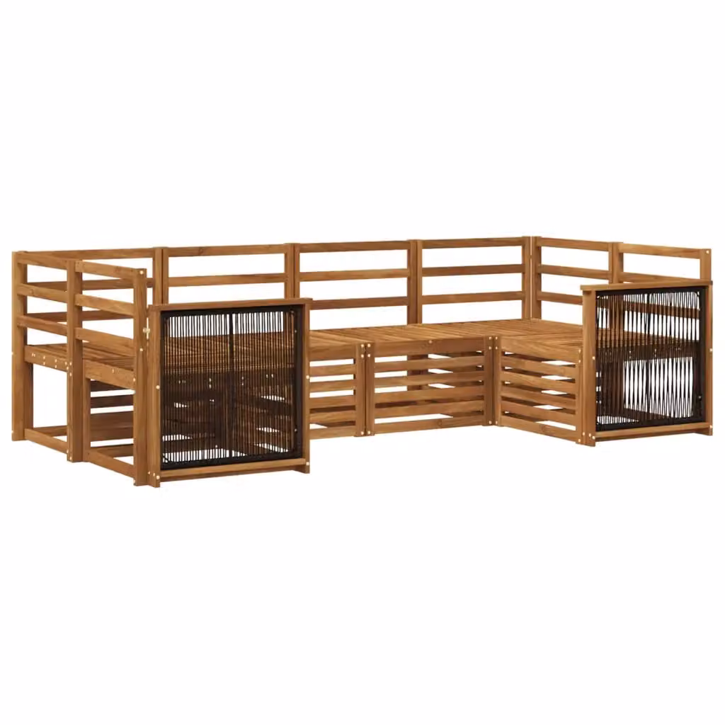 Set di divani da esterno vidaXL in legno di acacia massello marrone, composizione a L con 6 pezzi e cuscini inclusi – 2