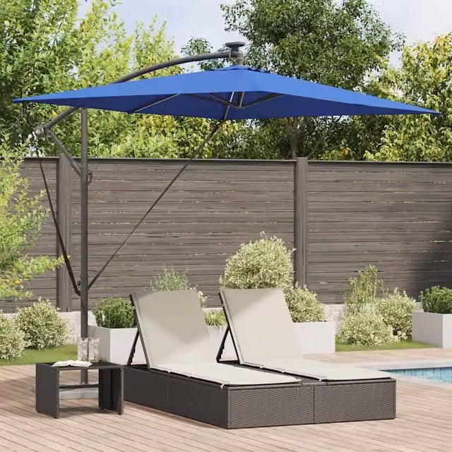 Ombrellone-Ombrello da giardino Azzurro 294 x 200 x 270 cm Poliestere e Alluminio
