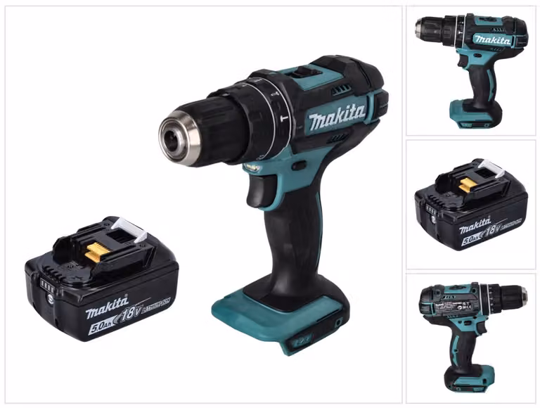 Makita DHP 482 T1 trapano a percussione a batteria 18 V 62 Nm + 1x batteria ricaricabile 5,0 Ah - senza caricabatterie