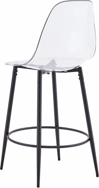 Set di 2 Sgabelli da Bar Trasparenti con Design Fluttuante e Gambe in Metallo Nero, Altezza Seduta 66 cm