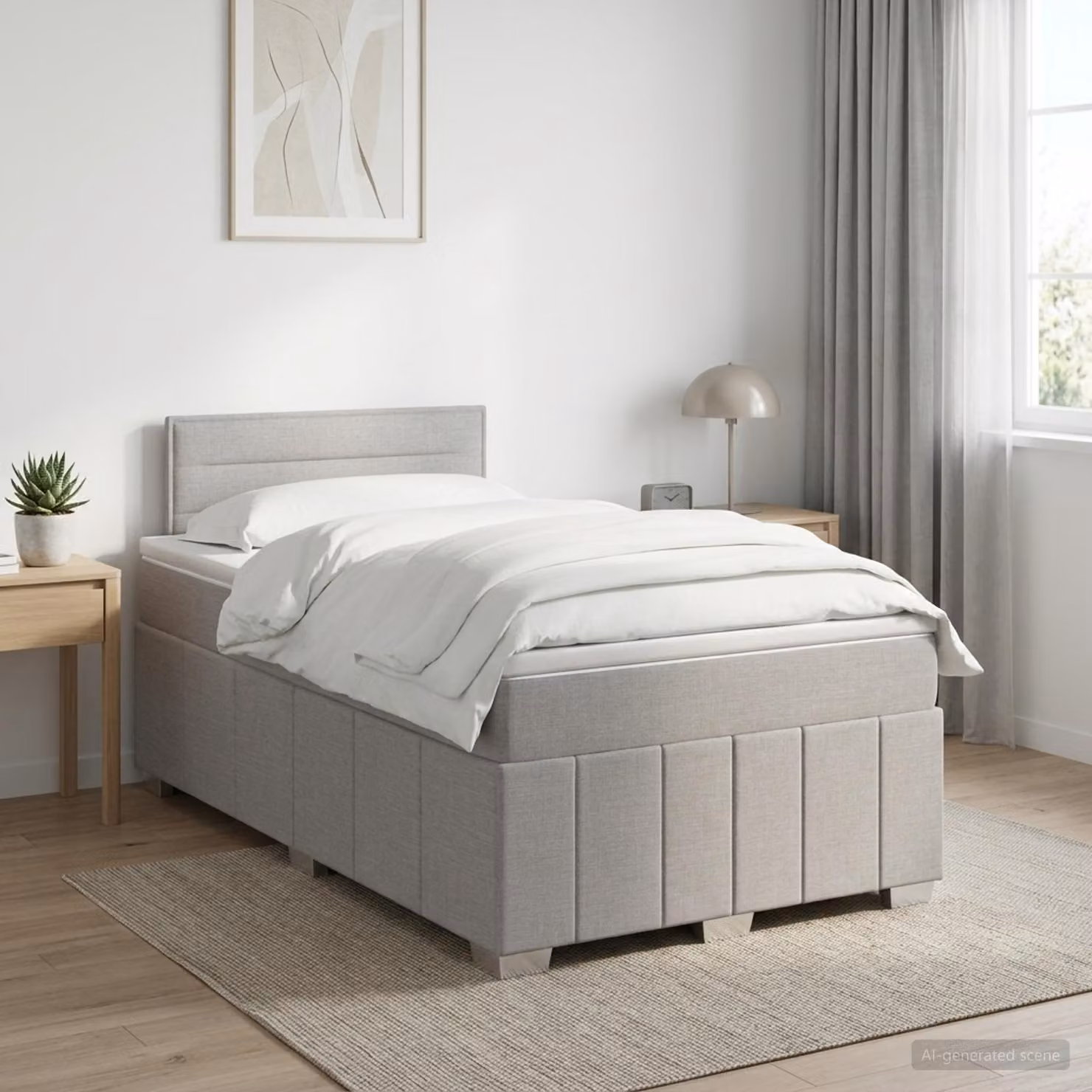 vidaXL Letto box spring con materasso Grigio Chiaro 120 x 190 cm