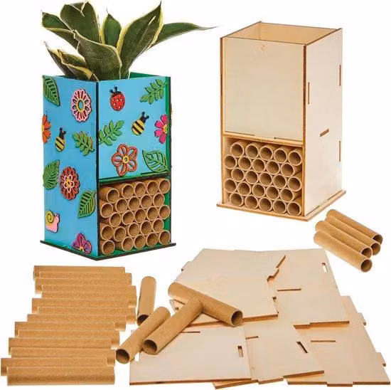 Alberello per insetti e fioriere in legno - Set di 2 kit fai da te per bambini