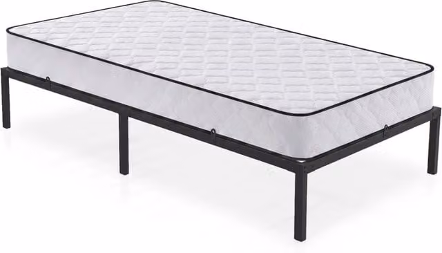 Struttura Letto Pieghevole in Metallo con Materasso Rete a Doghe 100x200 cm Nero Letto per Ospiti 6 Gambe 10 Doghe