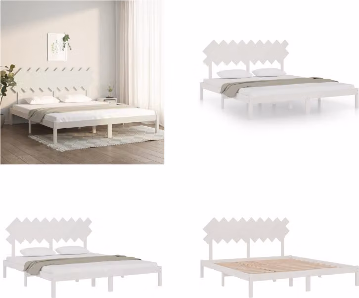 vidaXL Letto in legno massiccio bianco 180x200 cm - Struttura letto - Struttura letto - Letto - Struttura letto in legno
