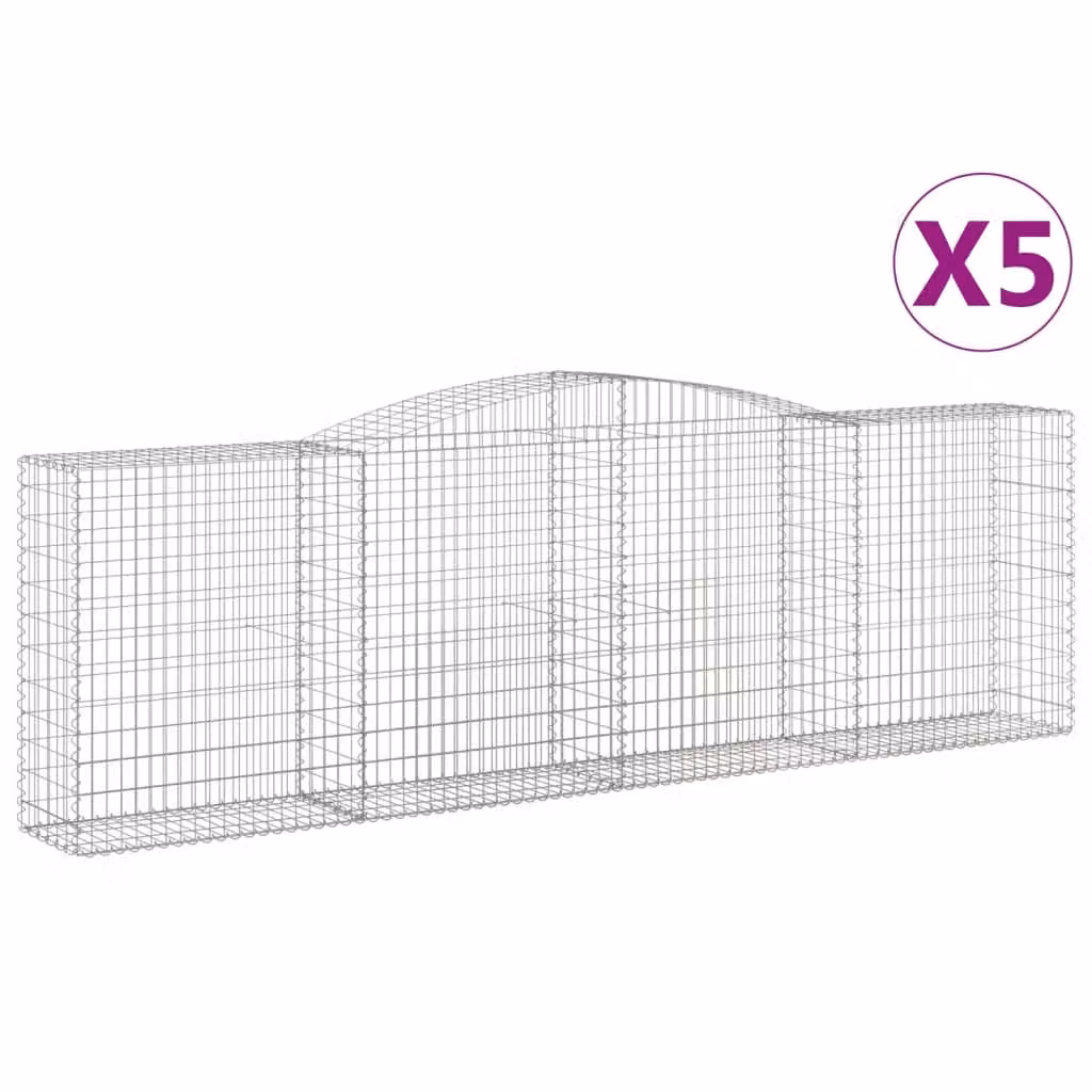 Cesti Gabbioni ad Arco 5 pz 400x50x120/140 cm Ferro Zincato