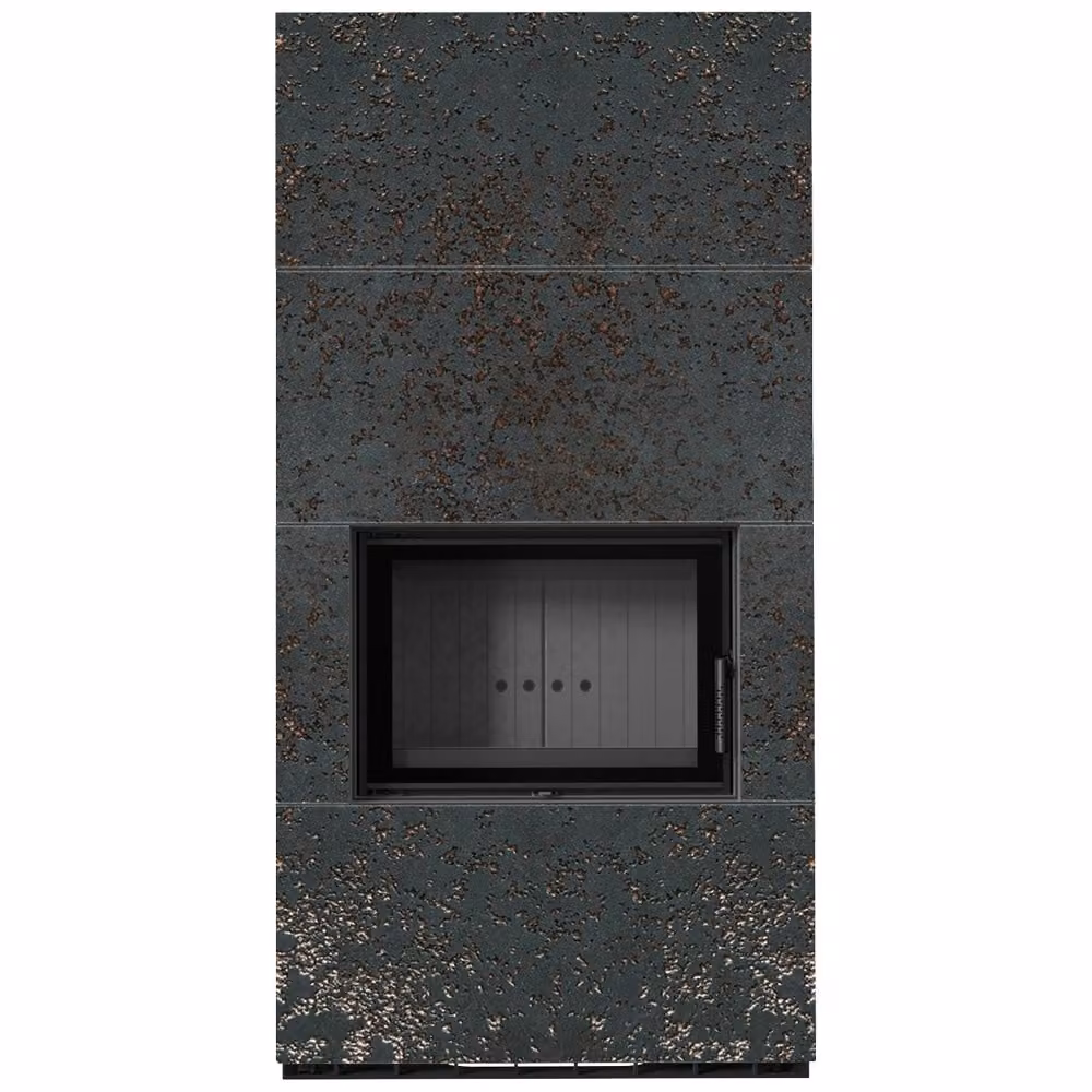 Kit caminetto KRATKI FLOKI BOX 8 kW Ø 160 Sinterizzazione al quarzo OXIDE NERO rivestimento nero