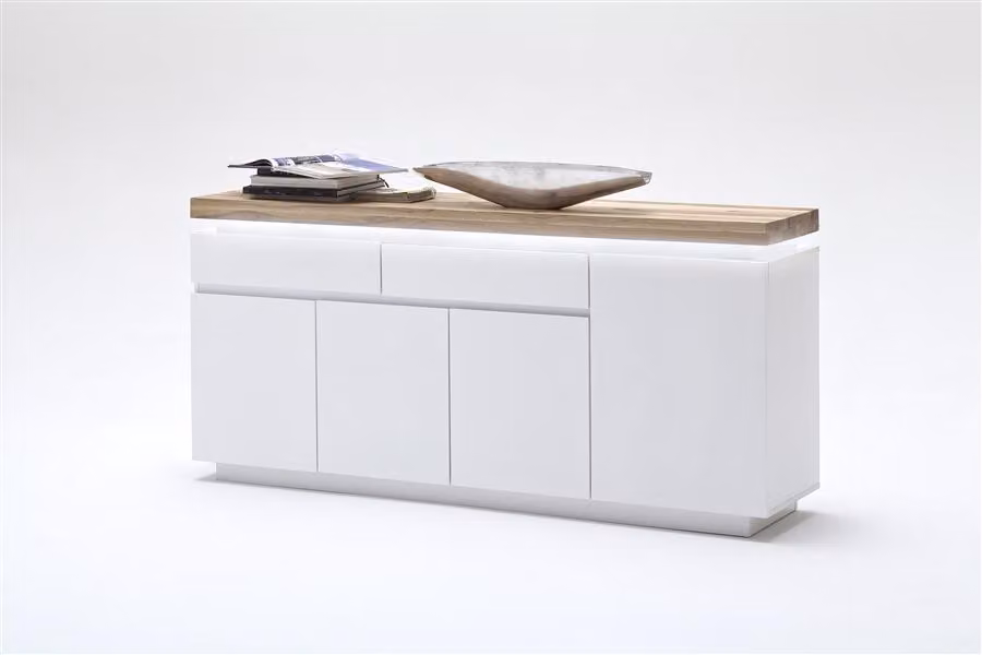 Madia Romina 1 | bianco opaco / rovere massiccio | incl. illuminazione LED