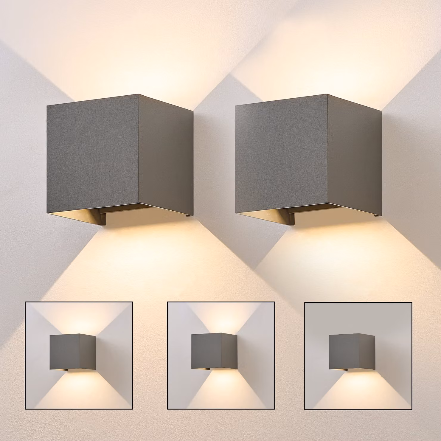 ZMH 2 pezzi LED applique da esterno 5W grigio lampada da parete bianco caldo up down luce da esterno IP65 impermeabile lampada da esterno scala casa parete esterna lampada corridoio